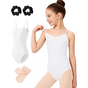 MOLLDAN Girls Princess Ballet Leotard Camisole Dance Outfits | Adjustable straps to fit well for girls 6-12Y.Full front linin