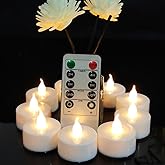 Jialine Flameless Led Tea Lights Candle with Remote Control,Long Lasting Battery Operated Led Tealight Candles with 2/4/6/8 H Timer for Seasonal &Festival Celebration (Warm White 12 Pack)