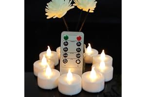 Jialine Flameless Led Tea Lights Candle with Remote Control,Long Lasting Battery Operated Led Tealight Candles with 2/4/6/8 H Timer for Seasonal &Festival Celebration (Warm White 12 Pack)