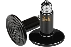 HealSmart Reptile Heat Lamp 100W 2-Pack Ceramic Heat Emitter, No Light Emitting Heat Bulbs for Amphibian Pet Brooder Coop Incubating Chicken, Lizard Bearded Dragon Turtle Snake Terrarium, Black