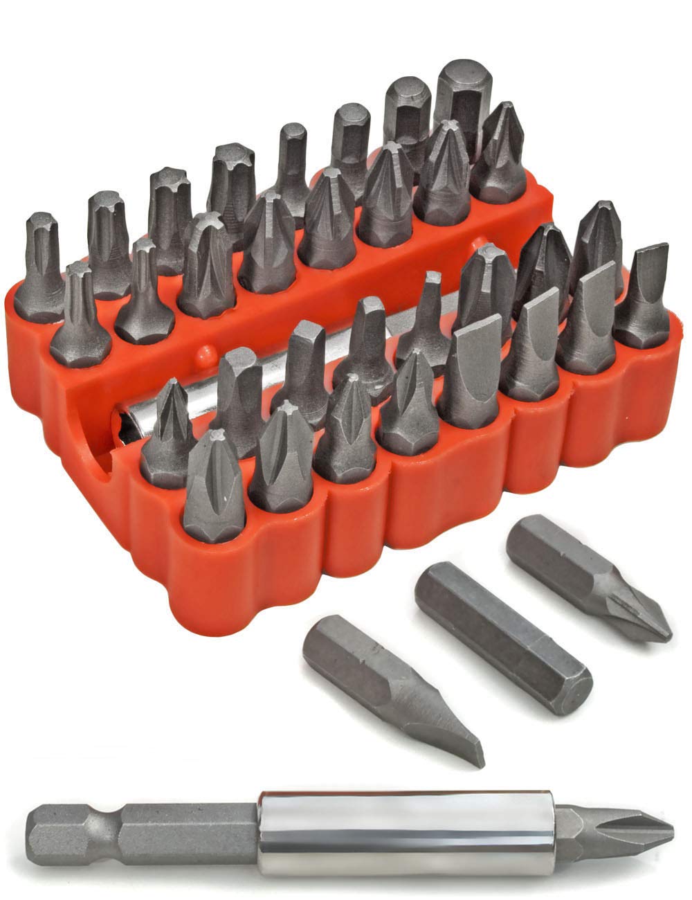 Fuxxer - 33 pieces Standard Bit Set Cross Slot Torx Hexagonal Slotted Allen Key Bits with Bit Holder Magnetic in Box Set of 33