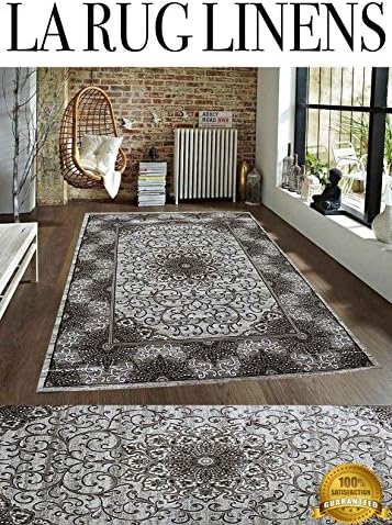 LA Interiors Beige Cream Tan Brown Grey Gray White Persian Traditional Transitional Brand New Multi Floral Pattern Polyester Rug Carpet Area Rug (5x8 Feet)