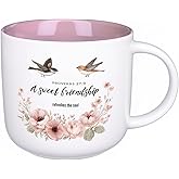 ONRRI 13.5 oz Ceramic Friendship Mug with Floral and Bird Design, Interior Pink, A Sweet Friendship refresh the soul., Christian Message Gift for Women