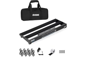 RVONE Guitar Pedal Board with Power Supply, 10 Isolated Outputs Aluminum Alloy Portable Board with Bag, Compact Mini Powered Pedalboard for Guitar Effects (14.5"x5.2", Black)