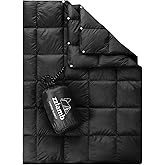 zzlamb Puffy Down Camping Blanket Water-Repellent, Down Throw Travel Blanket Portable for Outdoor, Light Warm Quilt for Couch Plane Car Theater Stadium Picnic RV Backpacking Hammock