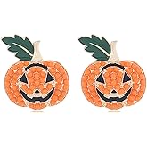 DEYOUM Halloween Pumpkin Earrings for Women Trendy Handmade Gothic Boo Cute Beaded Pumpkin Earrings Festive Party Holiday Jewelry Gifts Accessory
