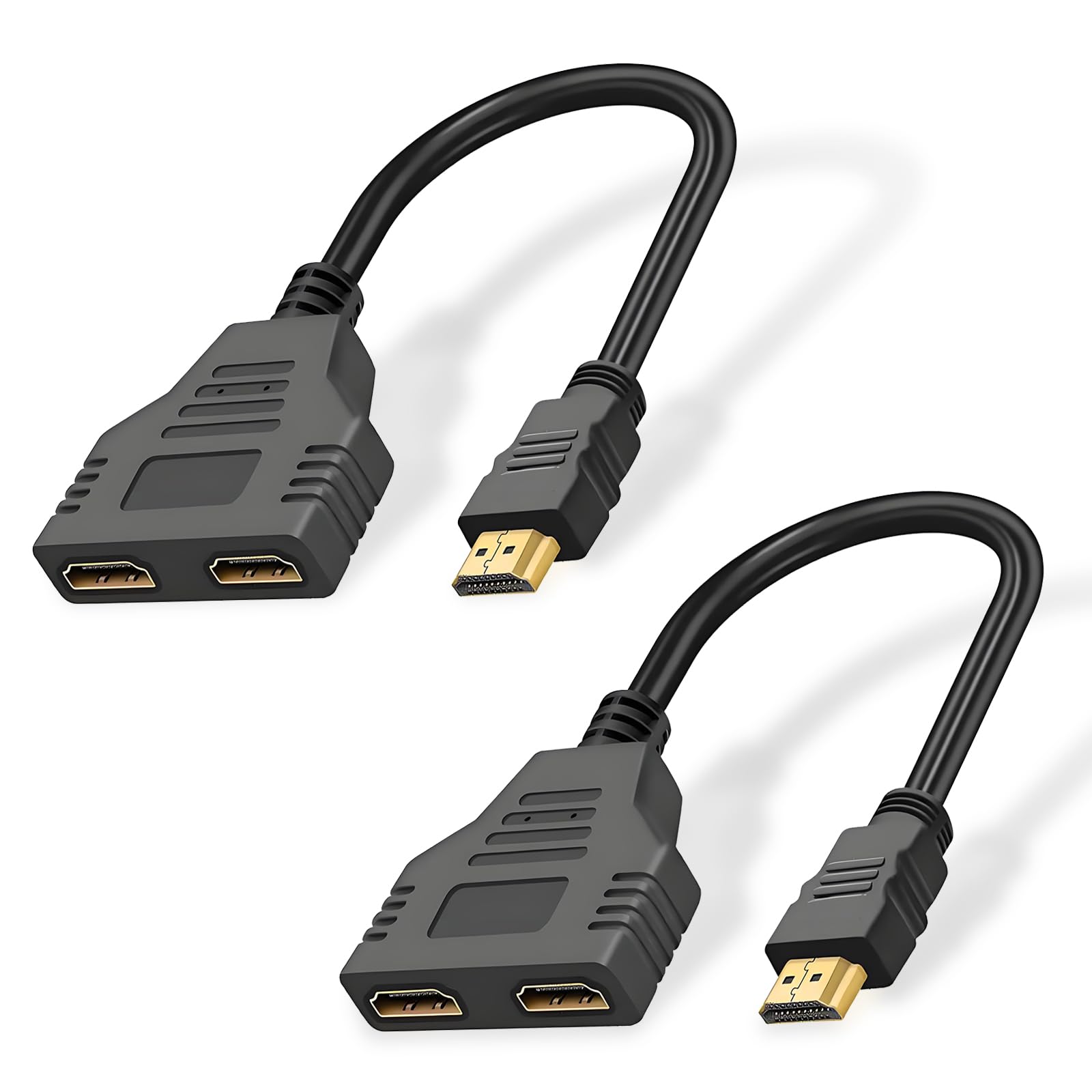 Photo 1 of 2Pcs HDMI Cable Splitter 1 in 2 Out HDMI Adapter Cable, 1080P Version 1.4 Supports Dual Port Switch for HDMI Male to Dual HDMI Female Adapter