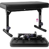 Liquid Stands Foldable Dual Adjustable Piano Bench with Black Cushion | Portable, Music Stool Seat, For Piano Keyboard Stand, Padded Cushion, For Musicians