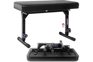 Liquid Stands Foldable Dual Adjustable Piano Bench Music Stool - Portable Piano Keyboard Bench Seat for Piano Keyboard Stand with Black Padded Cushion for Musicians Piano Stool Chair, Piano Desk