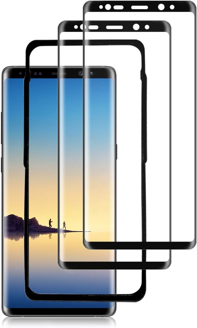 ZHUDAN Note 8 Screen Protector Glass(2 PACK)(Easy Installation Tray)，Note 8 Screen Protector HD Clear/ 3D Curved Anti-Scratch Screen Protector for Samsung Galaxy Note 8