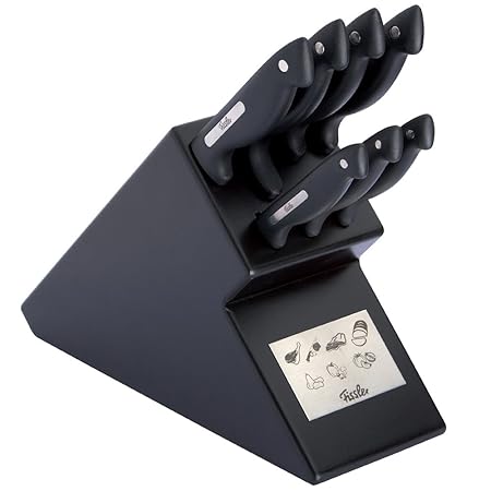 Fissler Messerblock signum Messerset Küche hochwertig – 8-teilig – Küchenmesserset schwarz – 080-066-08-009/0