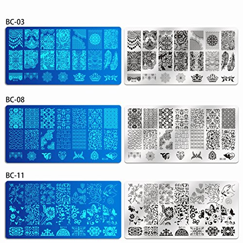 Biutee 15Pcs Nail plate set 13 pcs Nail Plates + 2 Stamper Scraper Sets Nail Art Stamping Plates Nail Stamp Plate Nail Art Tools