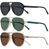 ANDWOOD Polarized Aviator Sunglasses for Women Men Tangle Free Pilot Shades | ANDWOOD Retro Plastic Frame No Snag Vintage Sun Glasses Classic 70s