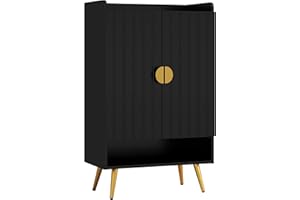 HOMCOM Narrow Shoe Cabinet for Entryway, Shoe Storage Cabinet with 2 Doors, Adjustable Shelves, Open Compartment and Steel Le