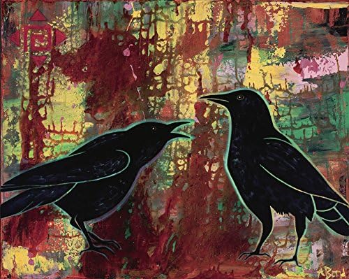 Heated Monologue, Crow Art MATTED Print Animal Art by Angela Bond