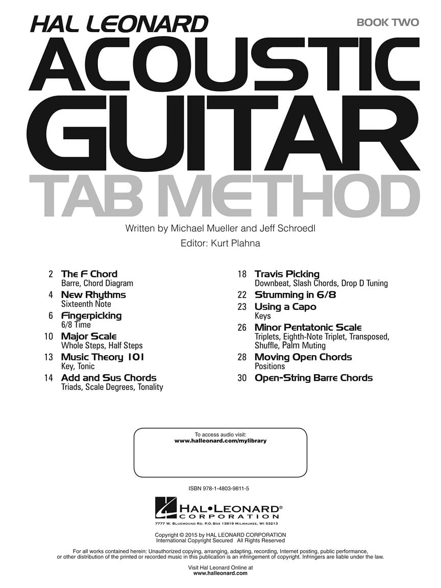 Hal Leonard Acoustic Guitar Tab Method Book 2 (Includes Online Access Code)