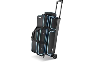 VEVOR Bowling Ball Bag, 2 or 3 Ball Double Roller Bowling Bag with Wheels, Featuring a Separate Compartment for Shoes (Up to 
