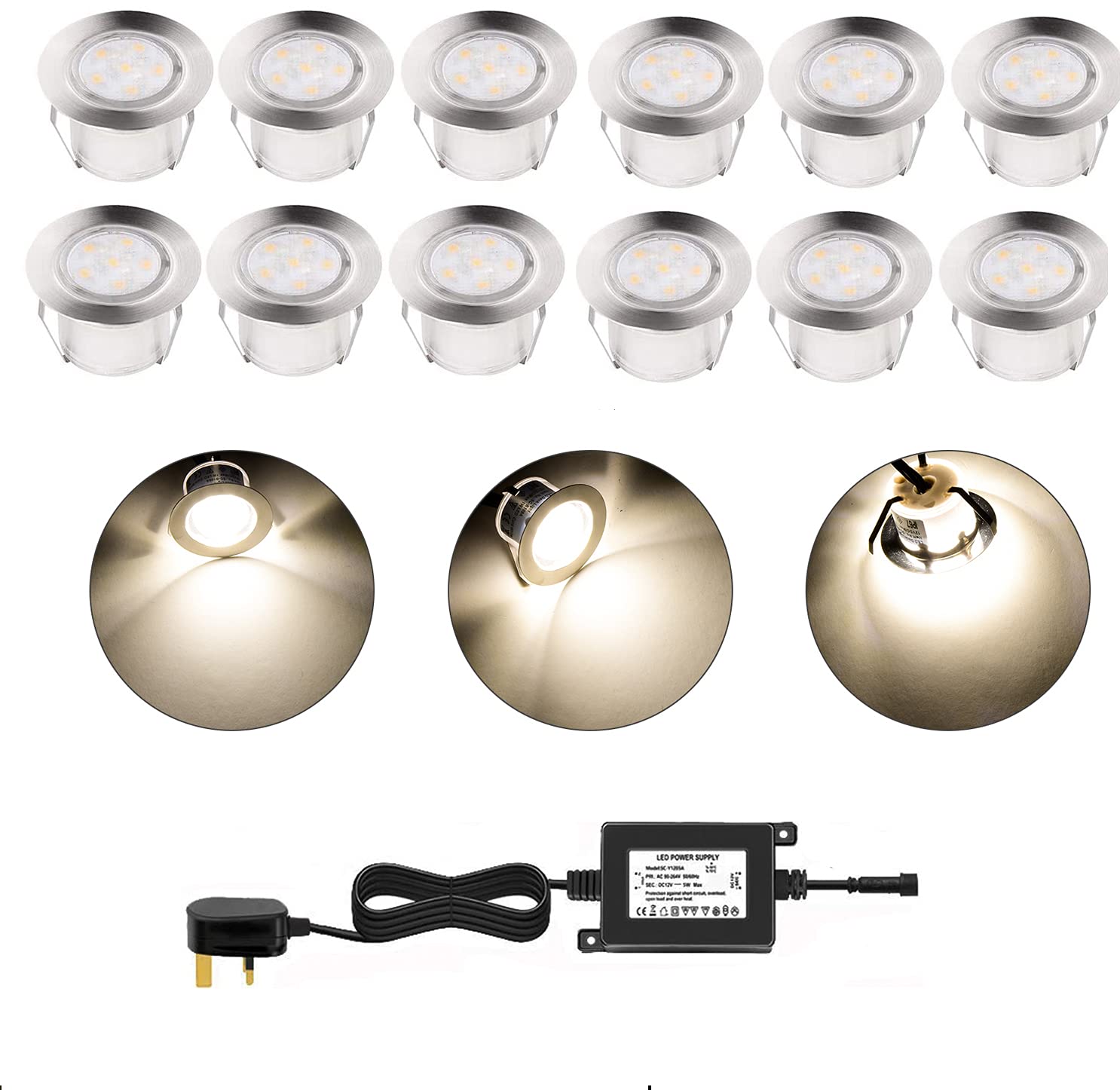 CISLAN 45mm LED Decking Floor Lights IP67 Waterproof Warm White Decorative Recessed Light for Outdoor, Garden, Floor Tile, Staircase, Wall Corner, Bathroom