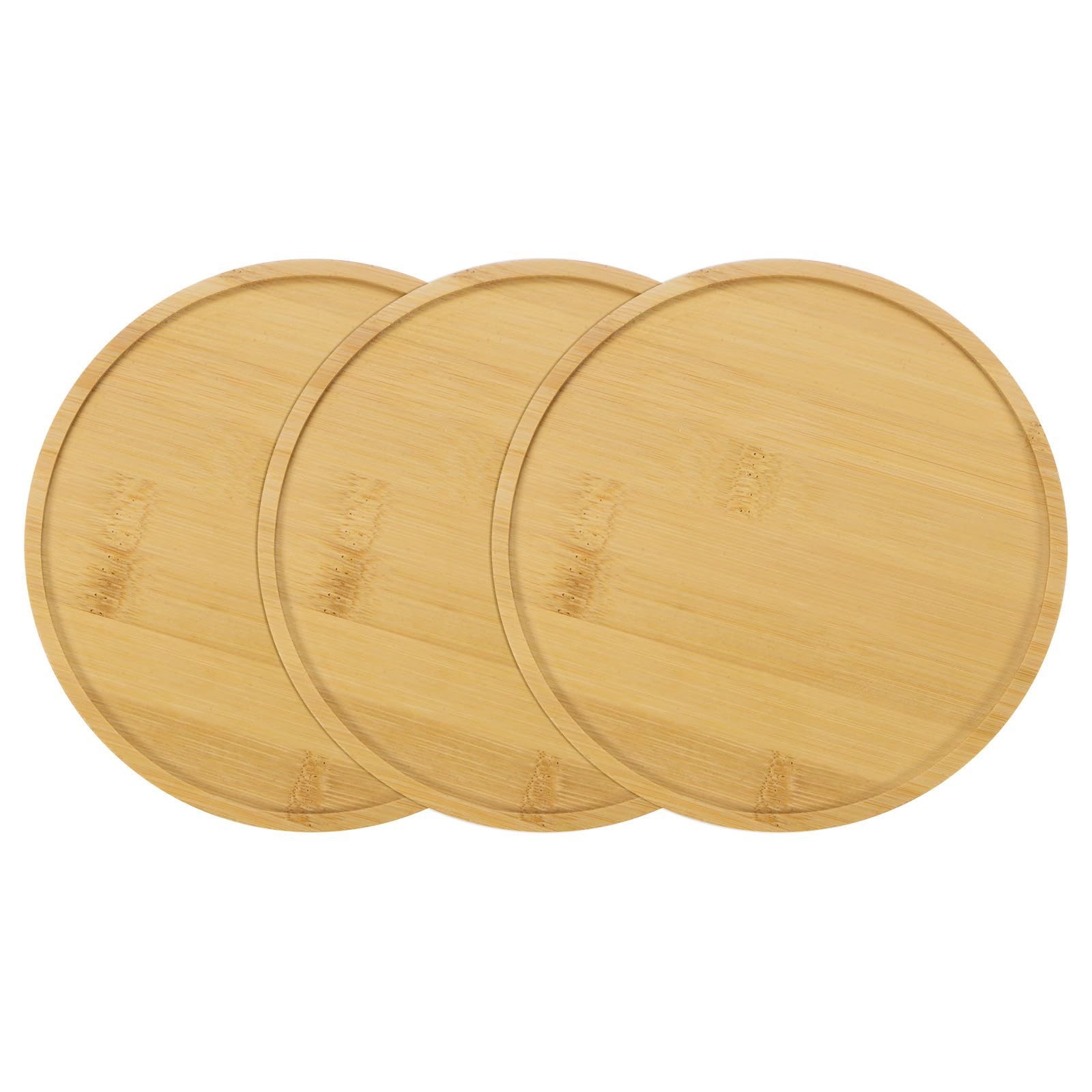 M METERXITY 3-Pack Bamboo Plant Saucer, 6.1 Inch OD Round Bamboo Tray Plant Plates for Flower/Succulent Pots, Planter Pot Tray [Natural Color]