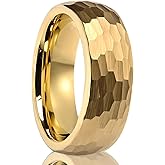 Concept Knight Tungsten Carbide Rings for Men Women 8mm/6mm Golden and Black Hammered Men's Engagement Wedding Bands Matte Brushed High Polish