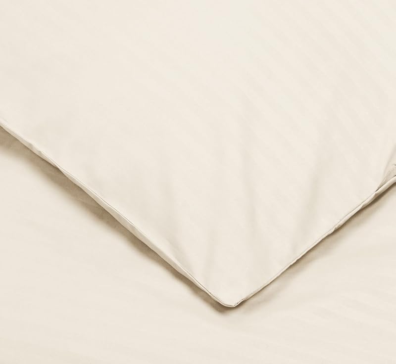 Parure de Lit 2 Personnes 3 Pièces en Microfibre, Housse de Couette 200 x 200 cm et 2 Taies d'oreiller 50 x 80 cm, Beige Rayé
