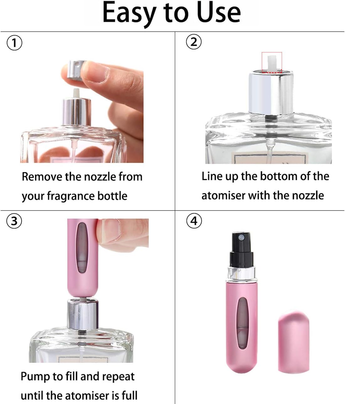 ILLUVA 5ML Perfume Atomiser Refillable Bottles, Portable Mini Travel Perfume Atomiser, Empty Spray Bottle - Image 3