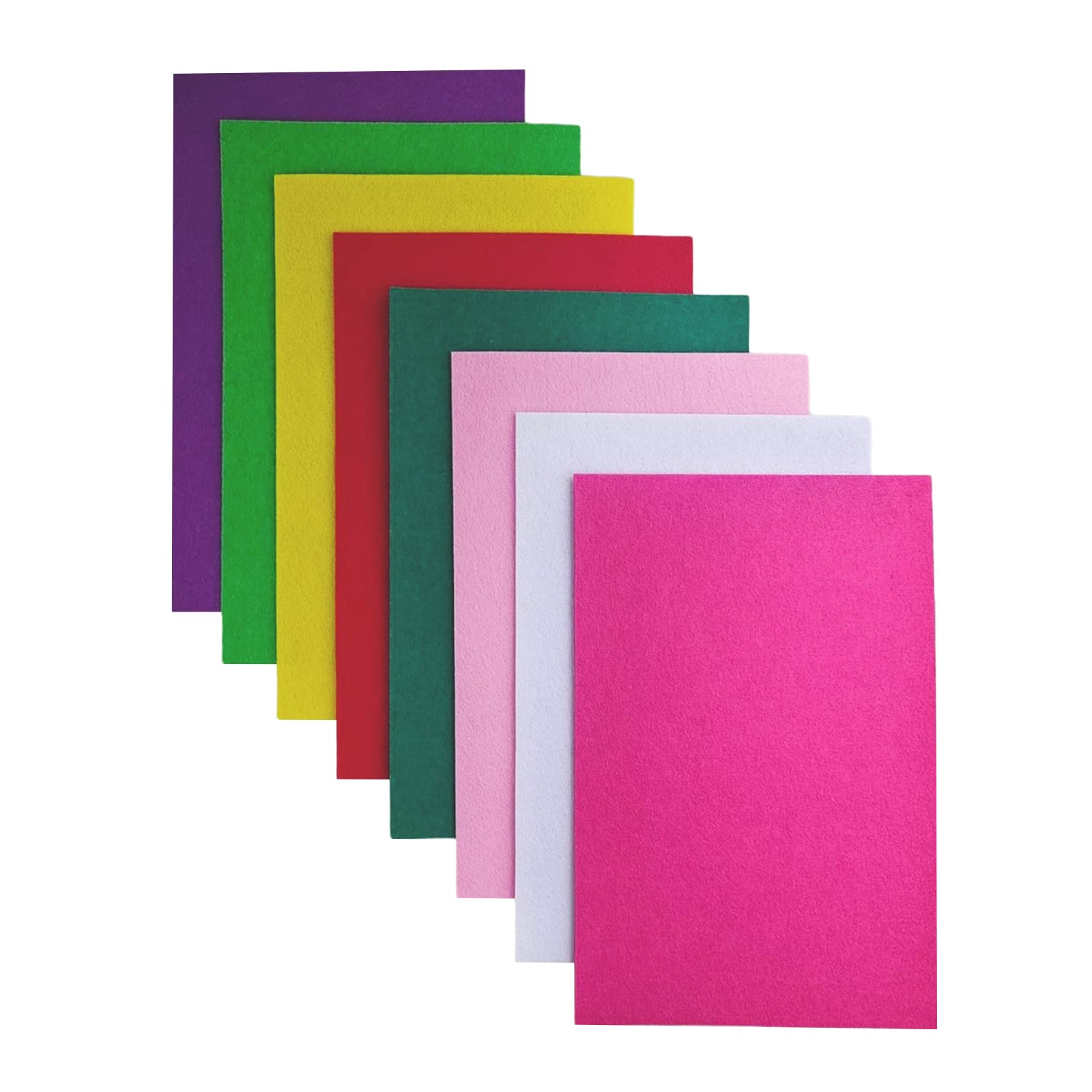 Jtnohx Stiff Felt Fabric for Crafts, 2mm Thick Colour Felt Sheets, 8 Pcs 20x30cm Craft Fabric for Sewing & DIY Projects(Pink Green Series)