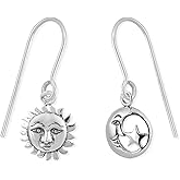 Boma Jewelry Sterling Silver Moon & Star Mismatched Dangle Earrings