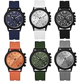 Weicam 6 Pcs Wholesale Watches Unisex Simple Silicone Band Analog Quartz Wristwatches Sport Watch