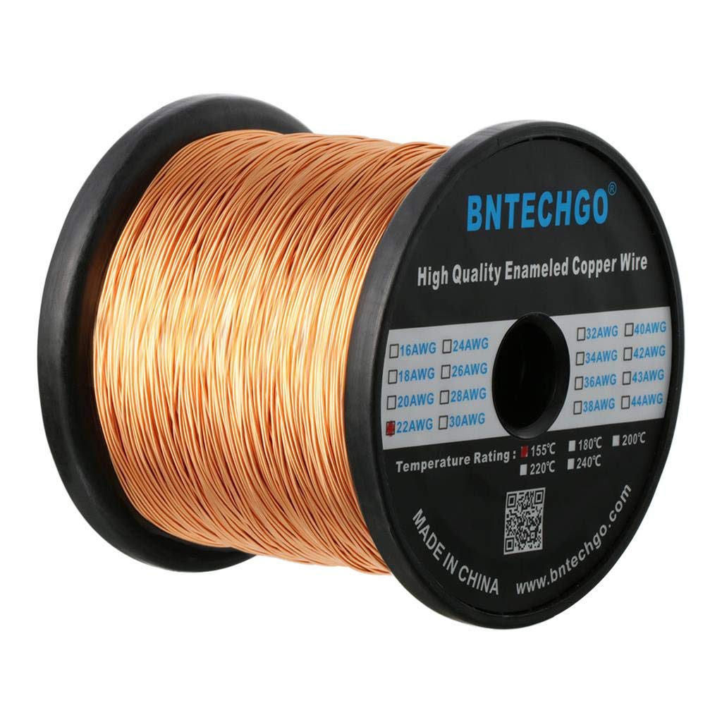 BNTECHGO 22 AWG Magnet Wire - Enameled Copper Wire - Enameled Magnet Winding Wire - 3.0 lb - 0.0256" Diameter 1 Spool Coil Natural Temperature Rating 155℃ Widely Used for Transformers Inductors