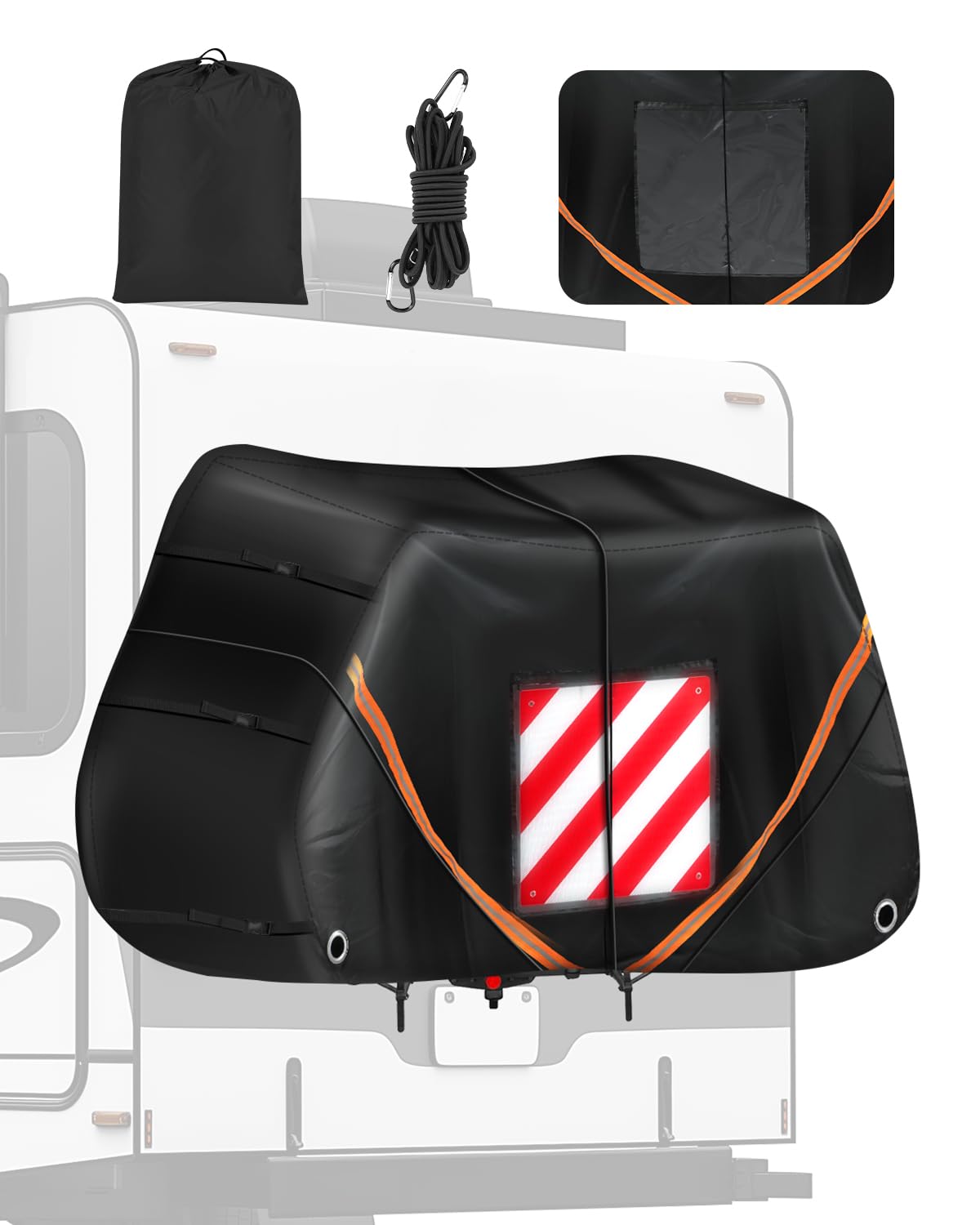 SUPAREE 3 Bikes Bicycle Covers Outdoor Storage Bike Cover Waterproof Bike Covers for Transport 3 Bikes 420D Oxford Heavy Duty for Motorhome Caravan Car Hitch Travel Camping