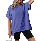 Dokotoo Oversized T Shirts for Women Crewneck Short Sleeve Casual Summer Tops Lightweight Loose High Low Blouse
