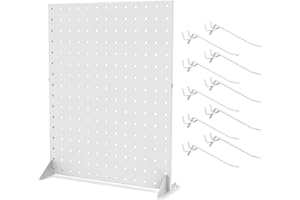 Muscovite 2 Pack Portable Pegboard Display Stand for Vendor - 17" X 13" Standing Small Peg Board Jewelry Keychain Craft Show Retail Display Supplies Stand for Selling, Table Top Display Rack with Pegs ( White )