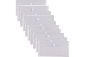 YESSART #10 Clear Plastic Envelopes 5 x 10 Money Receipt Bill Storage Holder 10 Pack Hook Loop Closure (10 Pack)