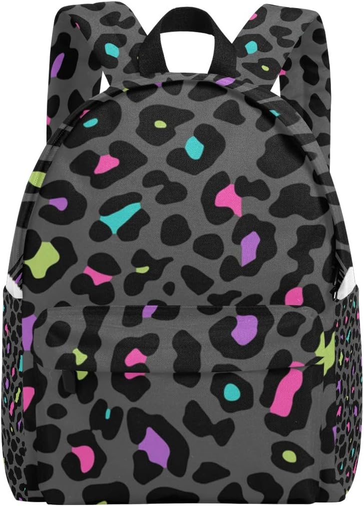 Rave Styled Leopard Animal Print School Backpack Lightweight Elementary Book Bag for Boys Girls Kids