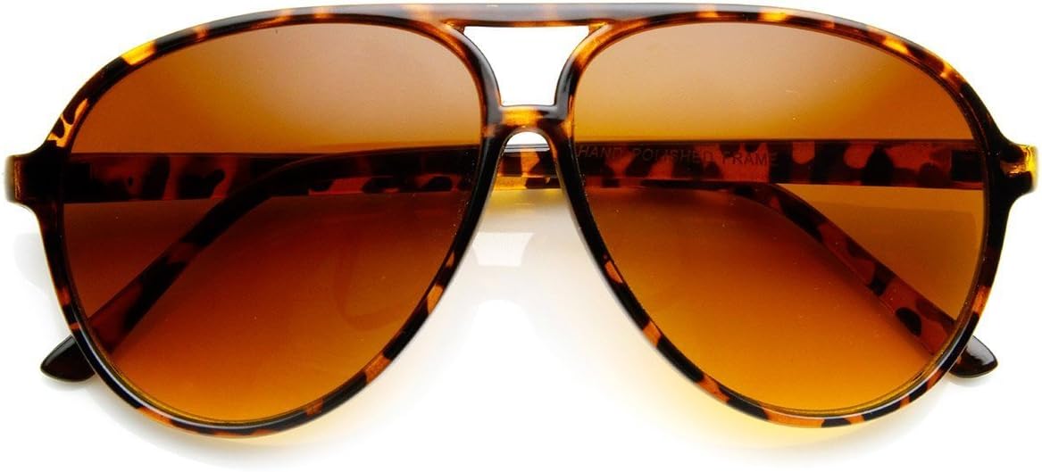 Retro 80s Vintage Blue Blocking Aviator Sunglasses (Tortoise)