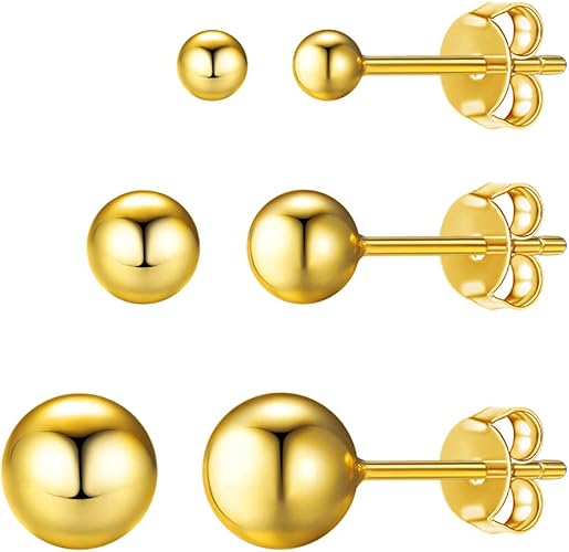 Amazon Focalook 18金 丸玉 ピアス レディース 人気 3mm 5mm7mm 3点セット ボールピアス メンズ ゴールド アクセサリー ネックレス 通販