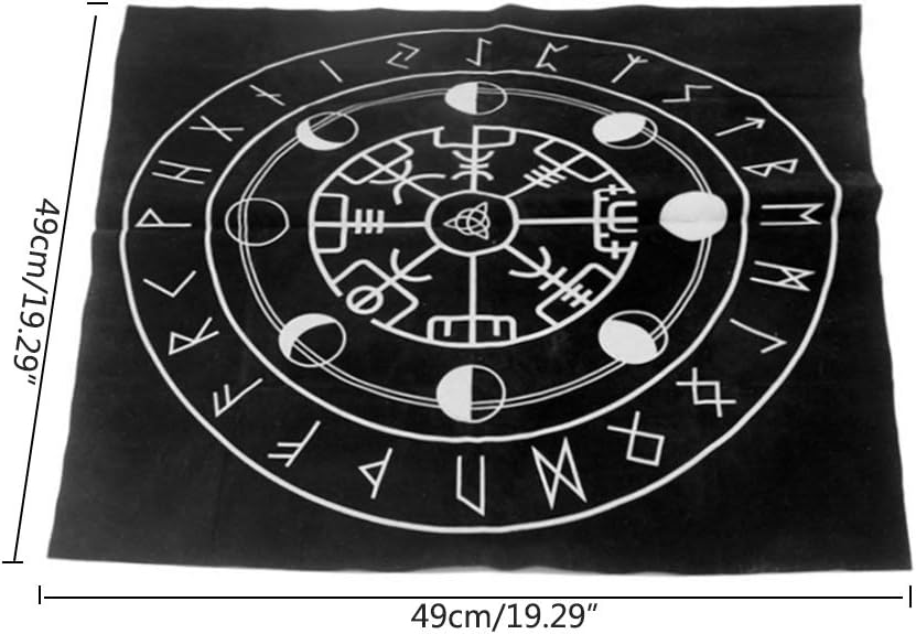 Sitonelectic Tarot Tablecloth - Mysterious Triple Moon Pentagram Altar Pattern, Tarot Cloth Soft Flannel 49x49cm (Black)