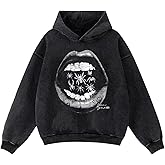SOLY HUX Men's Graphic Hoodies Oversized Drop Shoulder Long Sleeve Streetwear Vintage Pullover Sweatshirt