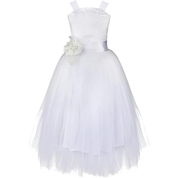 Iiniim Girls Organza Princess Party Dress - Flower Girl, Pageant, Wedding Gown (Ankle Length, Sizes 4-14)