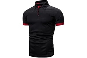 Dgoopd Golf Shirts for Men Short Sleeve Button Collar Shirts Color Block Striped T Shirt Performance Moisture Wicking Shirt