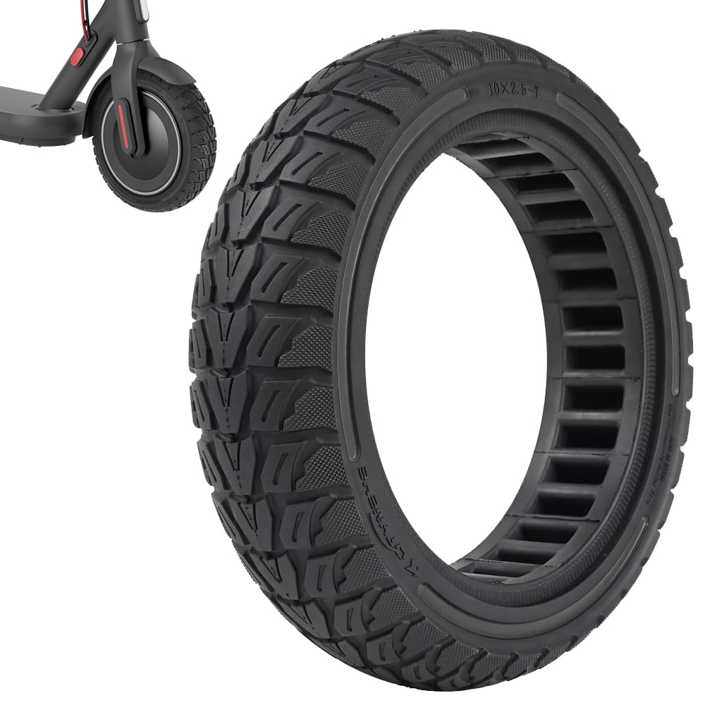 VOLOHAS 10 x 2.5-7 Solid Rubber Tyres, 10 Inch Solid Tyres for Xiaomi 4 Pro/4 Pro Plus/4 Pro Max Electric Scooter, Replacement Tyres, Solid Tyres, Honeycomb Tyres, Puncture-proof (Black 1 piece)