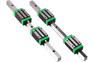 CHUANGNENG 2PCS Linear Rail HGR15 11.81 inch(300mm Length) Linear Guide Rail + 4PCS HGH15CA Carriage Bearing Block Square Type for DIY Lathes Mills CNC Rounters
