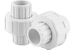 WTXHHY 1/2" PVC Union Coupling Pipe Fitting, PVC Adapter (Socket x Socket), 1/2" Slip Union Schedule 40, EPDM O-Ring, White (2 Pack)