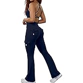 RXRXCOCO Women 2 Piece Workout Sets Flare Leggings with Pockets Butt Lifting High Waisted Cargo Gym Yoga Sets Pilates Outfits