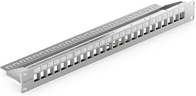 deleyCON 24 Port Modular Patch Panel for Keystone Modules 1U 19" Rack Mount