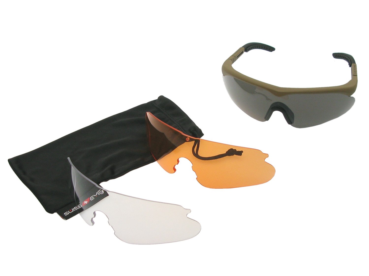 Swiss Eye Raptor glasses, frame -rubber brown-, 3 lenses, antifog/antiscratch coating [10162]