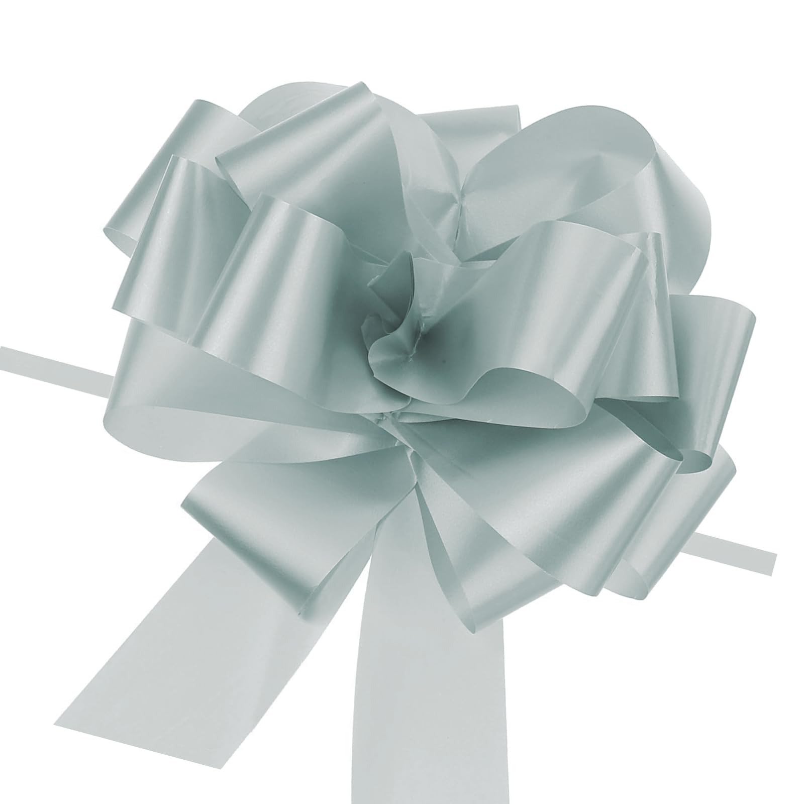 MACHSWON 20pcs 5 Inch Silver Pull Bow Big Gift Bows Solid Color Plastic Flower for Wedding Car Baskets Presents Christmas Party Decoration
