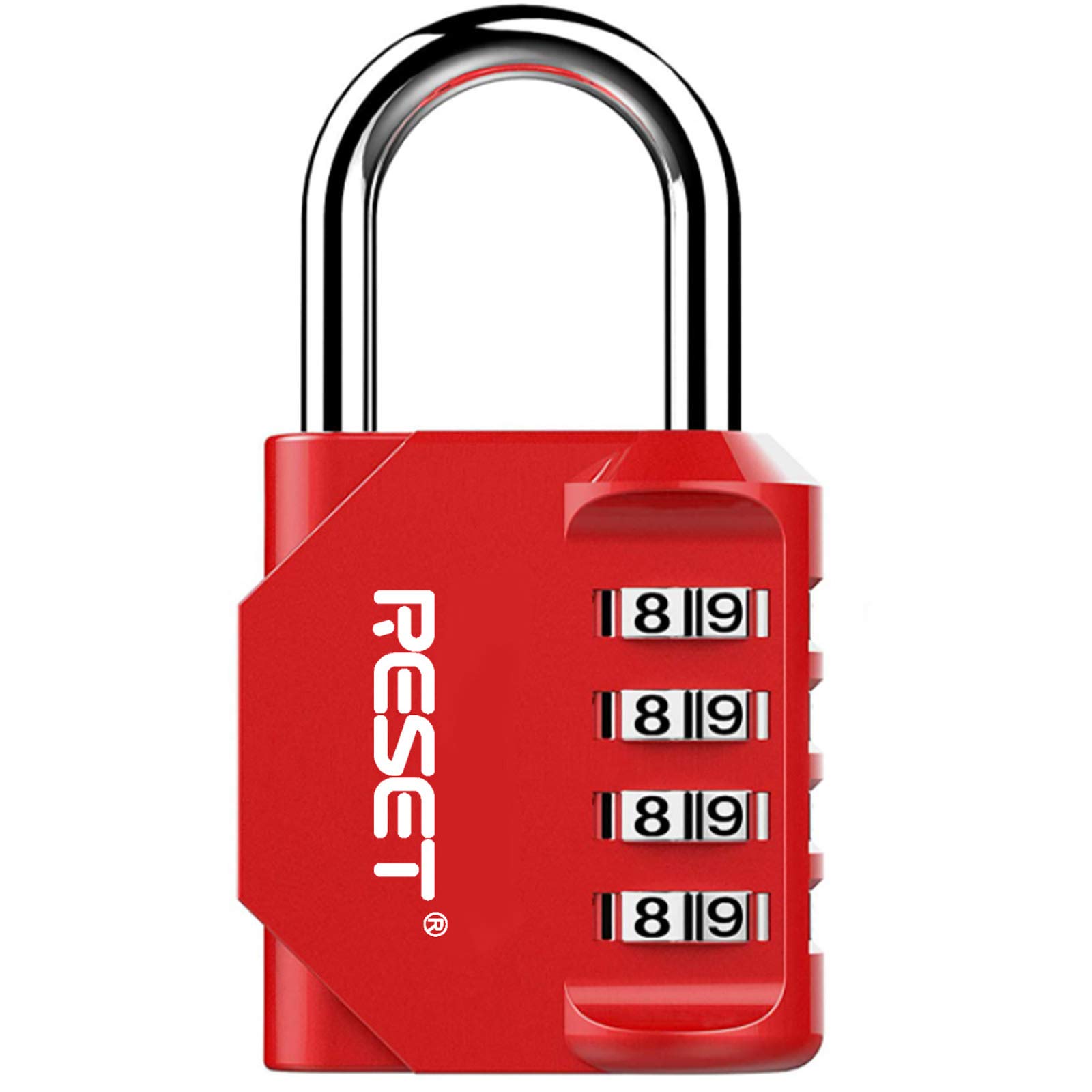 RESET-060 4 Digit Combination Padlock, Outdoor Lock, Indoor Padlock, Ideal for School Locker, Gym Locker, Fence, Gate, Hasp, Shed, Toolbox, Red, 1-Pack — image 1