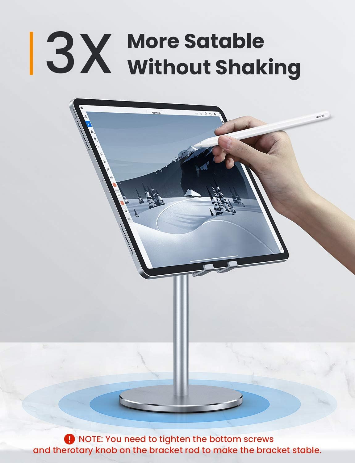 LISEN Tablet Stand, Upgraded Stable iPad Stand Holder All Aluminum Alloy, Angle Height Adjustable iPad Holder for Desk Case Friendly for 4.7"-12.9" Phones/iPad/Tablets/Switchs/Kindles/eBook Reader: Electronics